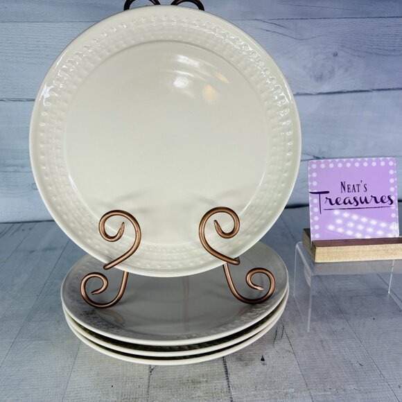 Threshold Target FAIRLEE Cream Emboss Bead Portugal Stoneware Dinner Plate Set 4 - Picture 1 of 16